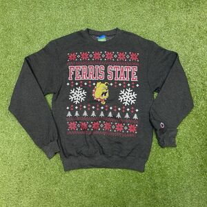 Champion Ferris State Bulldogs Holiday Christmas Crewneck Sweatshirt Size Small
